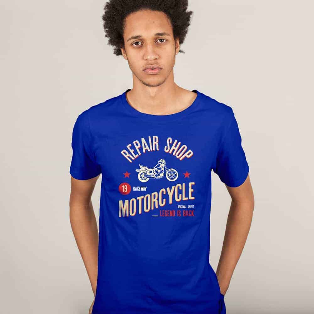 ⁦Motorcycle Repair Shop Violet Printed Tshirt⁩ – תמונה ⁦1⁩