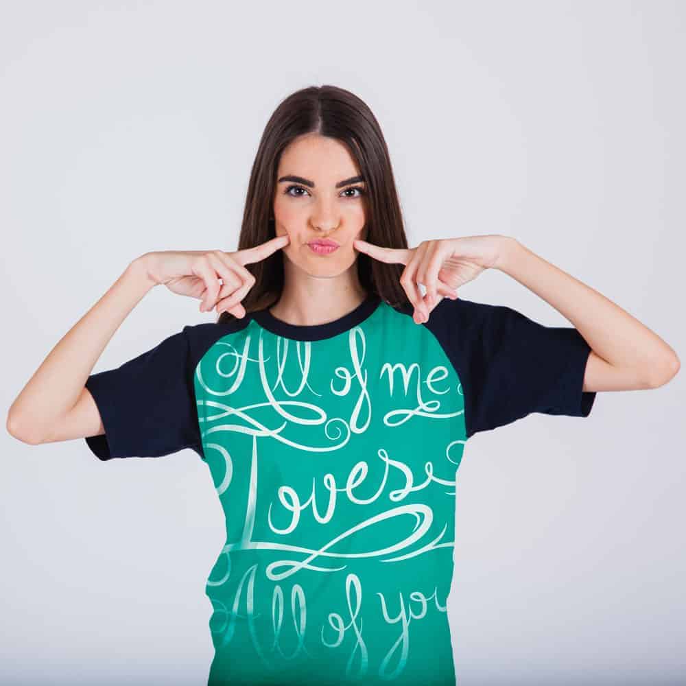 ⁦Typography Teal Printed Tshirt⁩ – תמונה ⁦1⁩